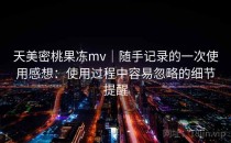 天美密桃果冻mv｜随手记录的一次使用感想：使用过程中容易忽略的细节提醒