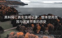 黑料网｜真实使用记录：整体使用氛围与浏览节奏的感受