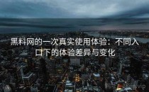 黑料网的一次真实使用体验：不同入口下的体验差异与变化