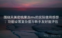 围绕天美密桃果冻mv的实际使用感想：功能设置复杂度与新手友好度评估