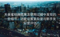 天美蜜桃麻花果冻使用过程中发现的一些细节：功能设置复杂度与新手友好度评估