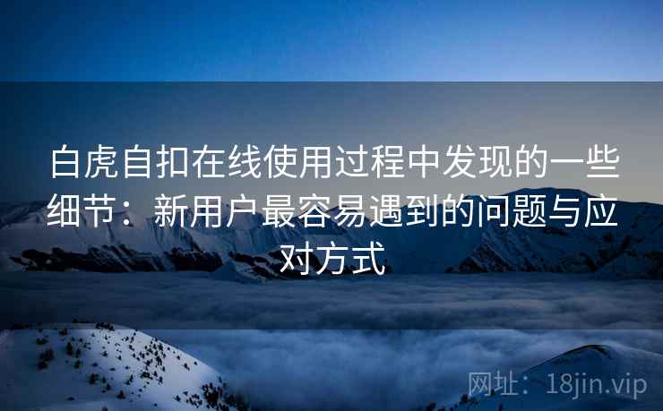 白虎自扣在线使用过程中发现的一些细节:新用户最容易遇到的问题与应对方式 第2张 白虎自扣在线使用过程中发现的一些细节:新用户最容易遇到的问题与应对方式 第2张