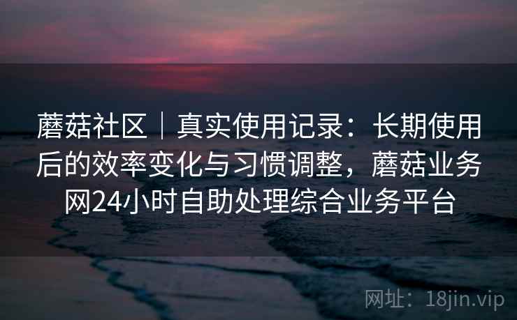 蘑菇社区|真实使用记录:长期使用后的效率变化与习惯调整,蘑菇业务网24小时自助处理综合业务平台 第2张 蘑菇社区|真实使用记录:长期使用后的效率变化与习惯调整,蘑菇业务网24小时自助处理综合业务平台 第2张